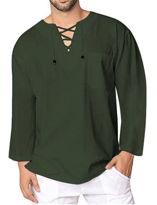 Eyelet Lace Cotton And Linen Men's Shirt