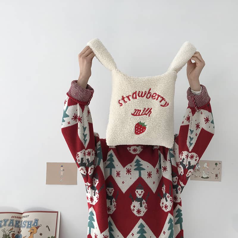 All-Match Plush Embroidery Hand Bag