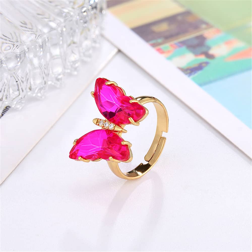 Butterfly Ring Opening Butterfly Glass Crystal Crystal Co…