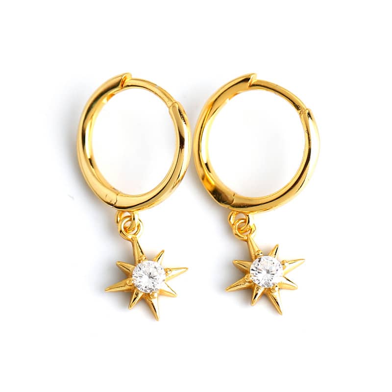 European and American Octagonal Star Earrings Wild Star S…