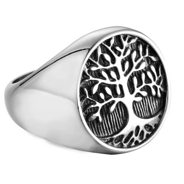 Titanium Steel Tree Pattern Trend Retro Punk Style Stainl…