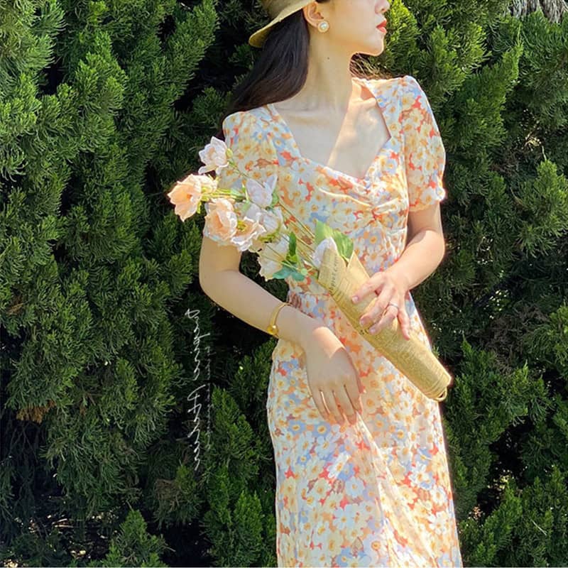French Bellflower Floral Dress