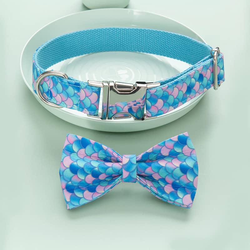 Cross Border Amazon Mermaid Pet Collar Bow Set Dog