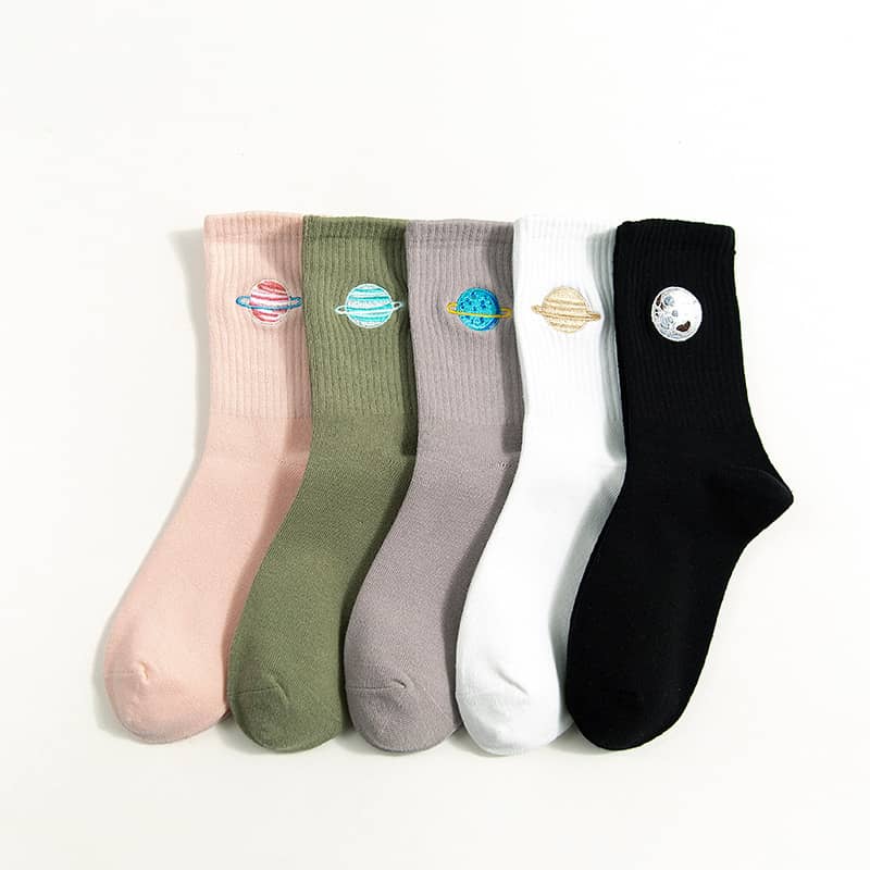 Cotton Women's Tube Socks Cute Cartoon Embroidery Cotton…