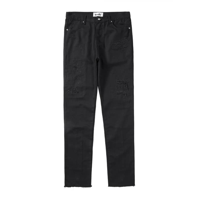 High Street Back Zip Frayed Black Jeans