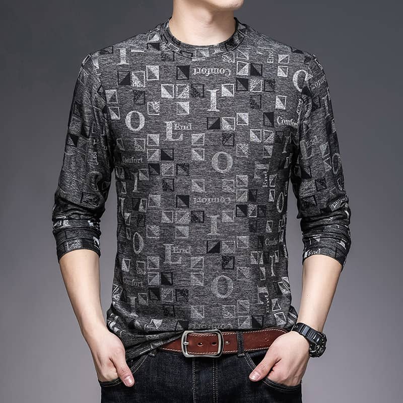 Printed T-shirt Men's Long Sleeve Bottom Shirt