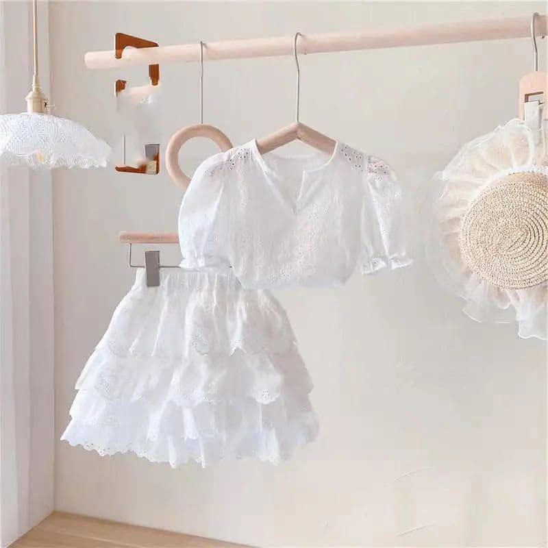Children's Western Style Hollow Short-sleeved Short Skirt…