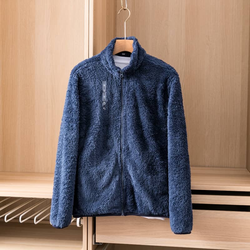 Men's Stand-up Collar Casual Solid Color Coral Fleece Swe…