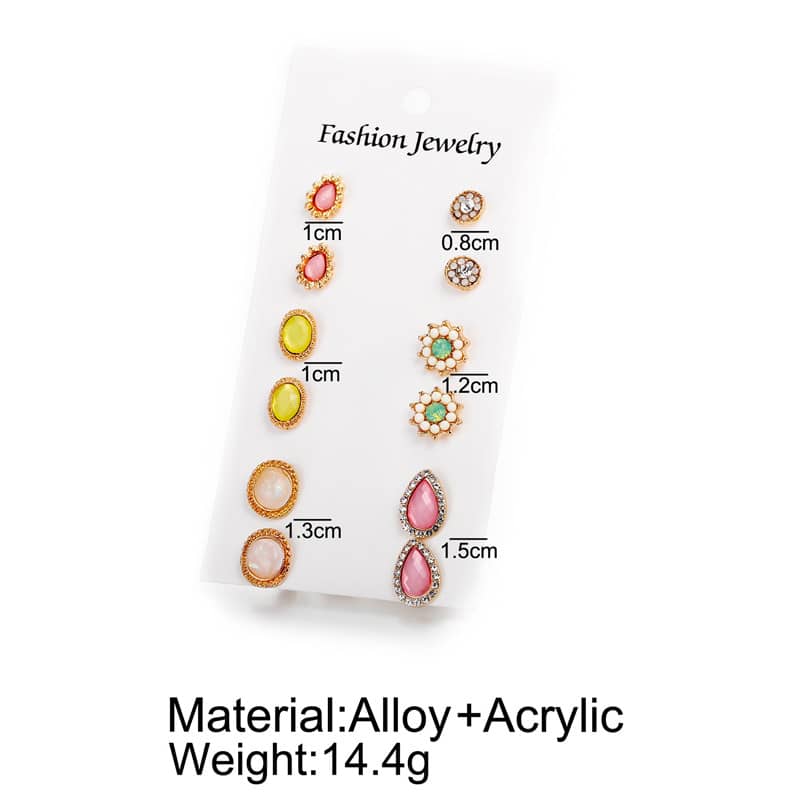 Multi-element Water Drop Rhinestone Flower Earrings
