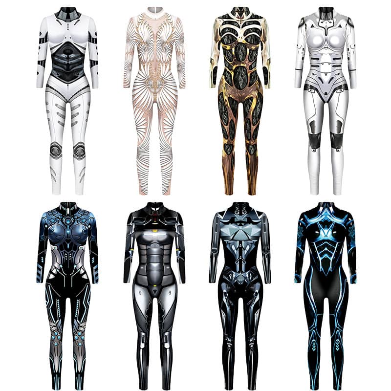 Machine Armor 3D Digital Printing Slim Slimming Jumpsuit…