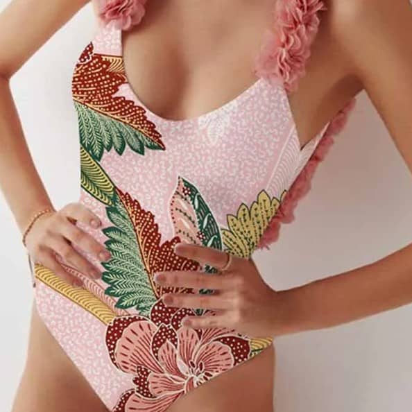 One-piece Swimsuit Women's Skinny Slimming Vintage Ruffle…