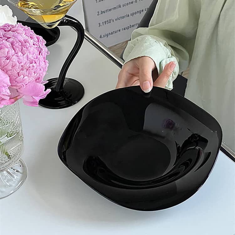 Black Wind Solid Color Niche Simple Irregular Ceramic Bowl