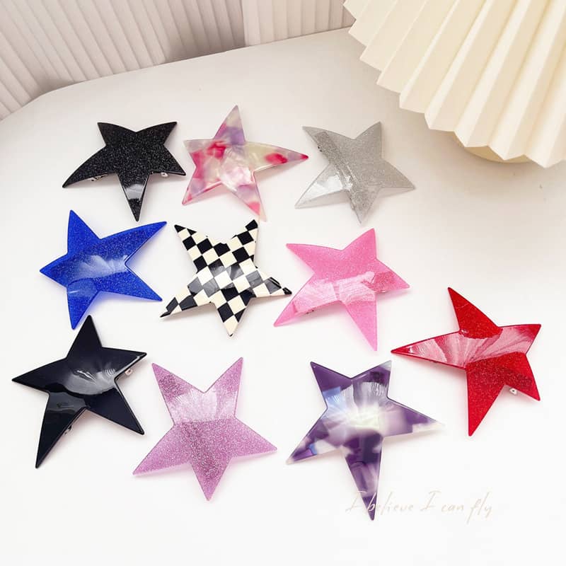 Sweet Cool Wind Shining Irregular Pentagram Spring Clip H…