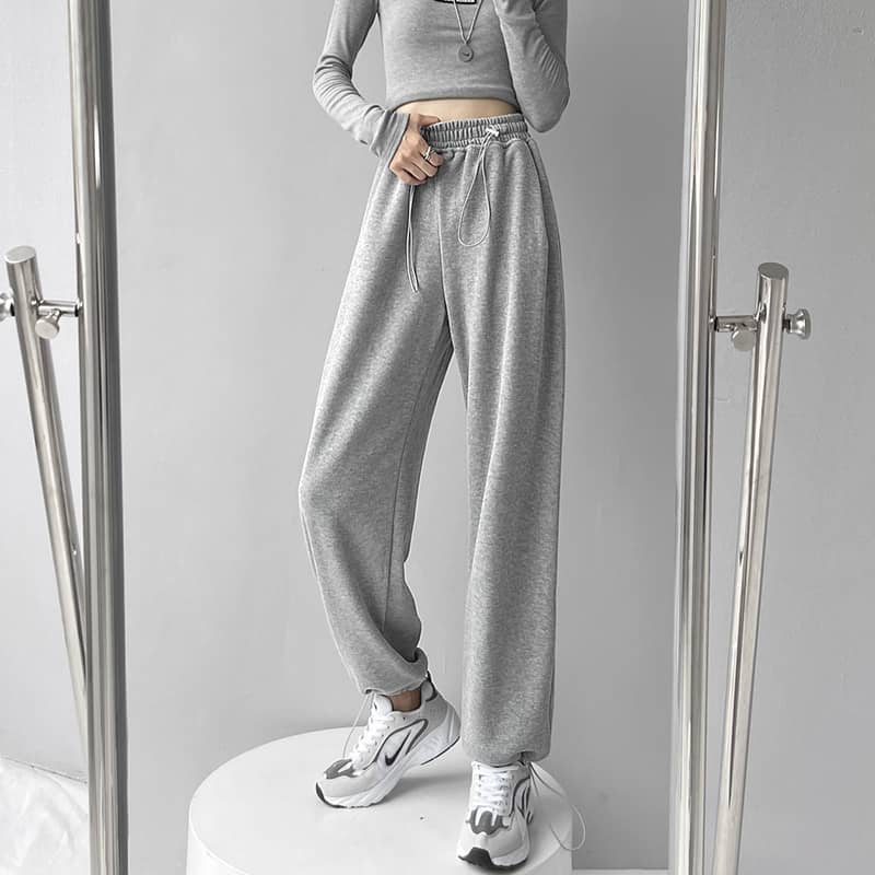 Plus Velvet Fried Street Guard Pants Women's Gray Sports