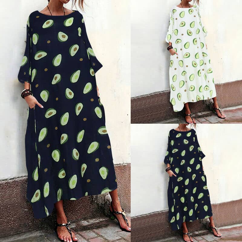 Women's Fashion Simple Avocado Print Dress