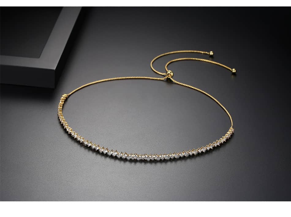 LUOTEEMI Adjustable Necklace for Women Wedding Party Shin…