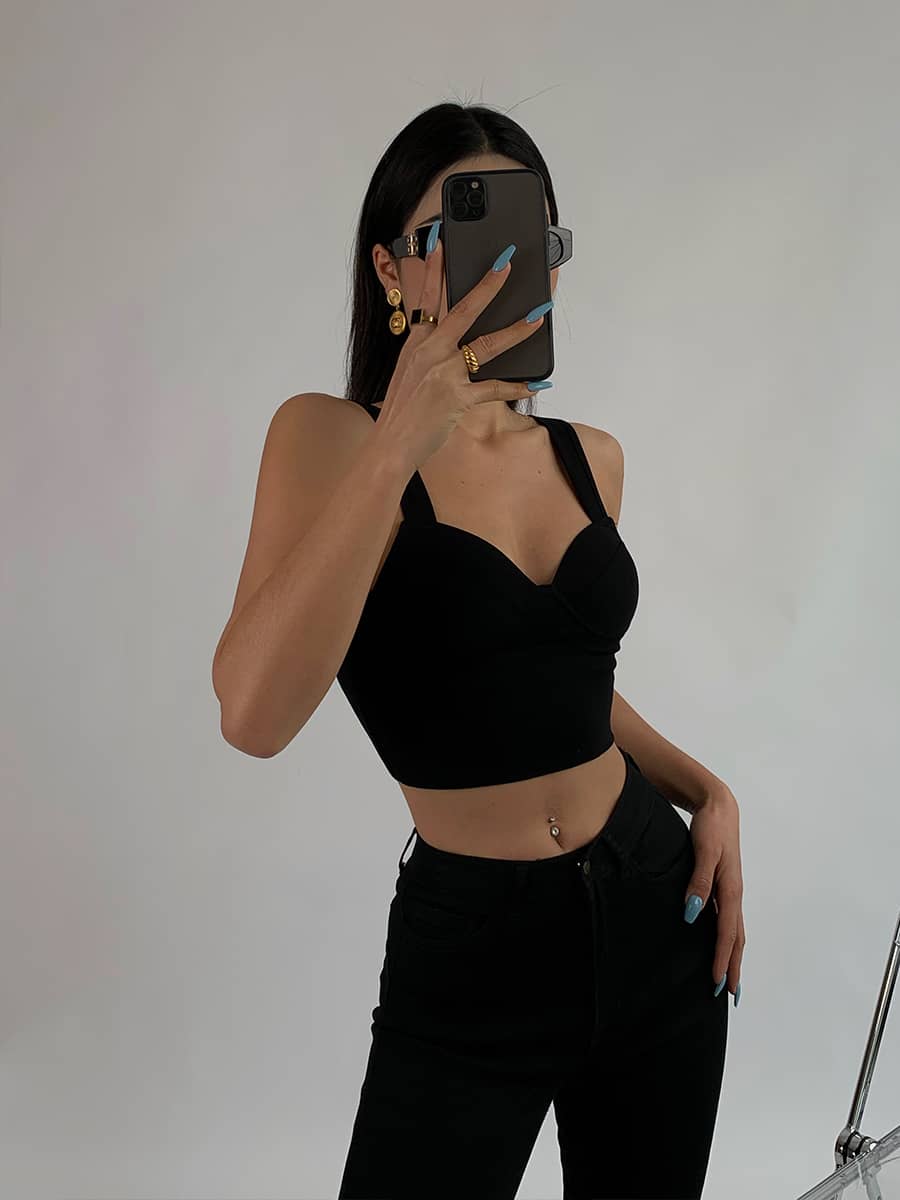 Black Short Camisole Women's Open-back Small Vest Top