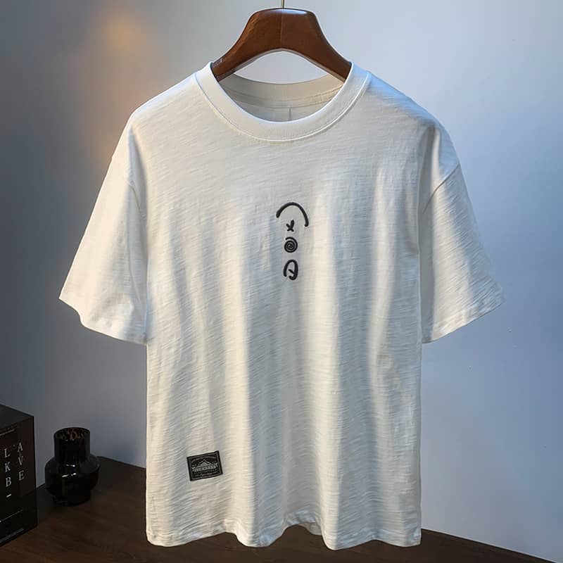 Cotton White T-shirt Men's Summer Thin Loose Plus Size Sh…
