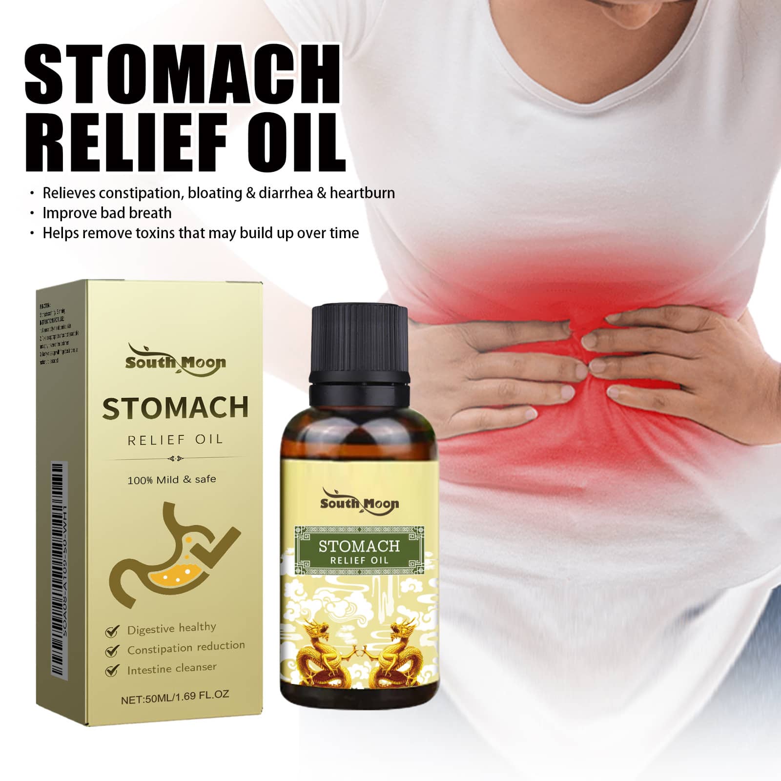 Abdominal Massage Treatment Oil Clear Excrement Left In B…