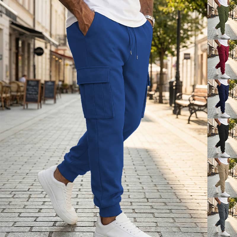 Mens Casual Workwear Pants With Multiple Pockets And A Dr…