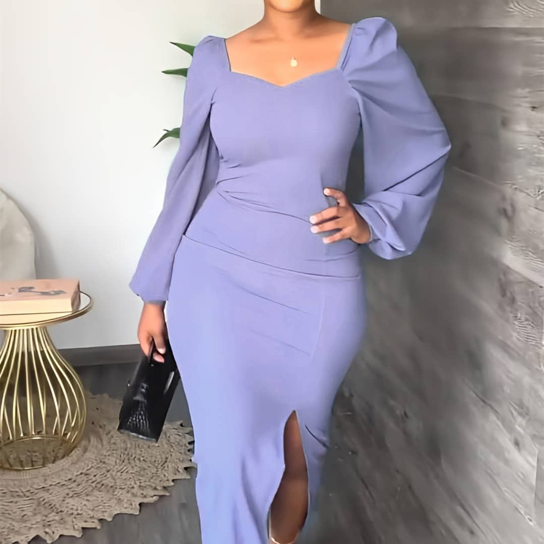 Women's Fashion Solid Color Long Sleeve Dress