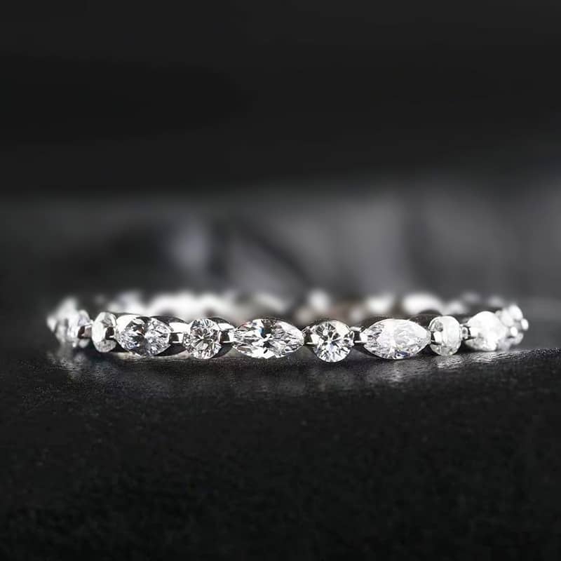 Horse Eye Row Diamond Ring Ins Style Ornament Fashion Fin…