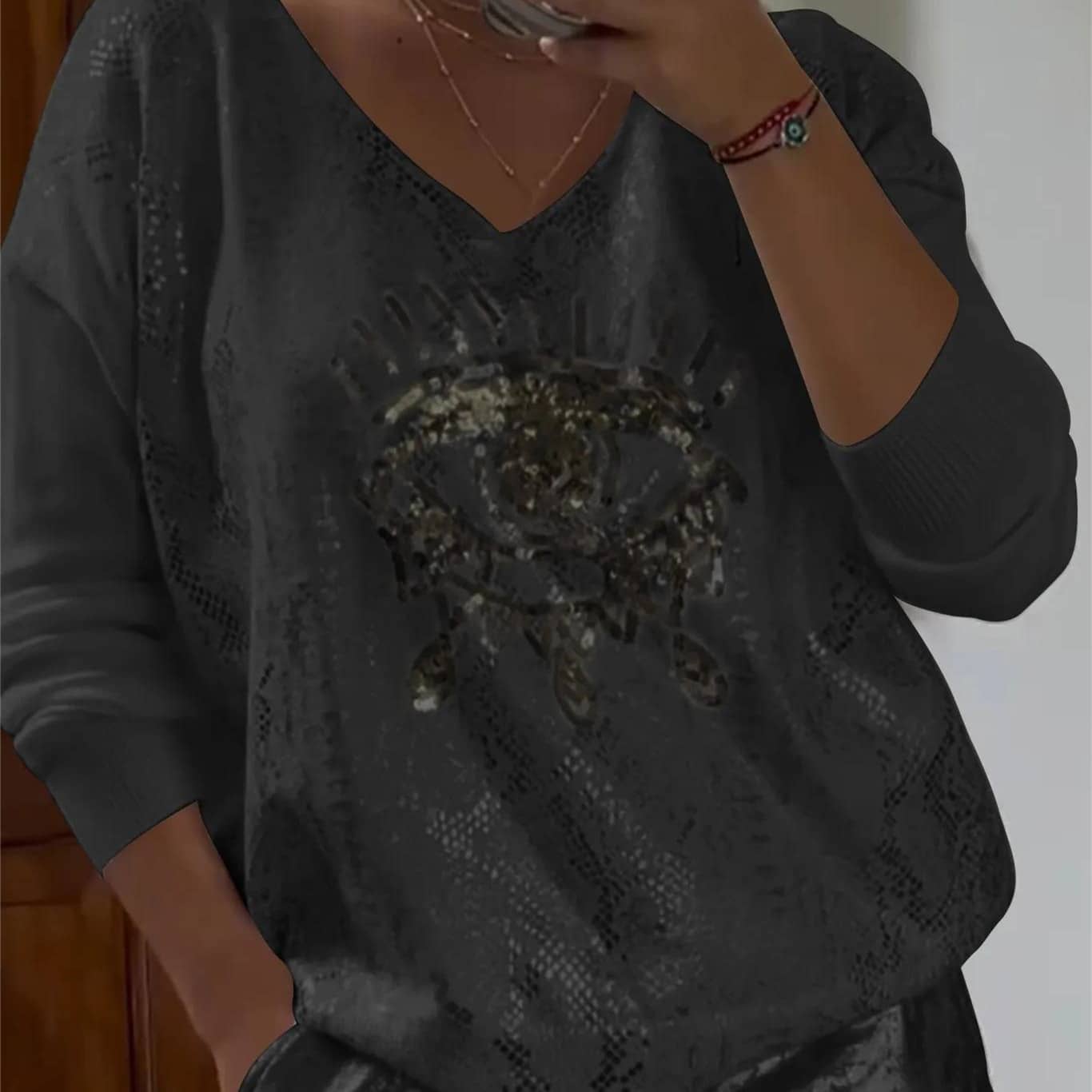 Women's Loose Casual Hot Stamping Printed Top
