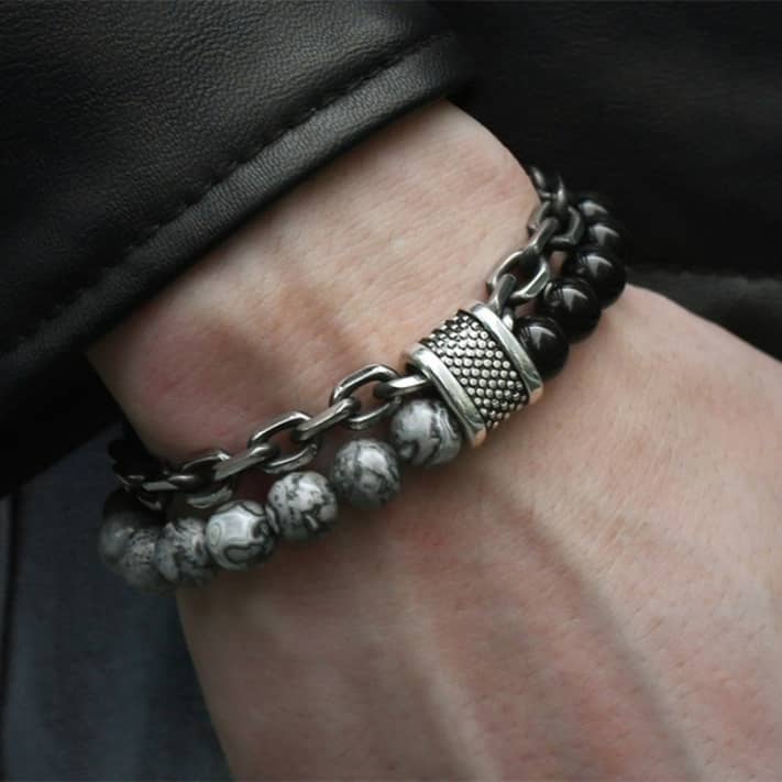 Beaded Chain Double Men's Bracelet