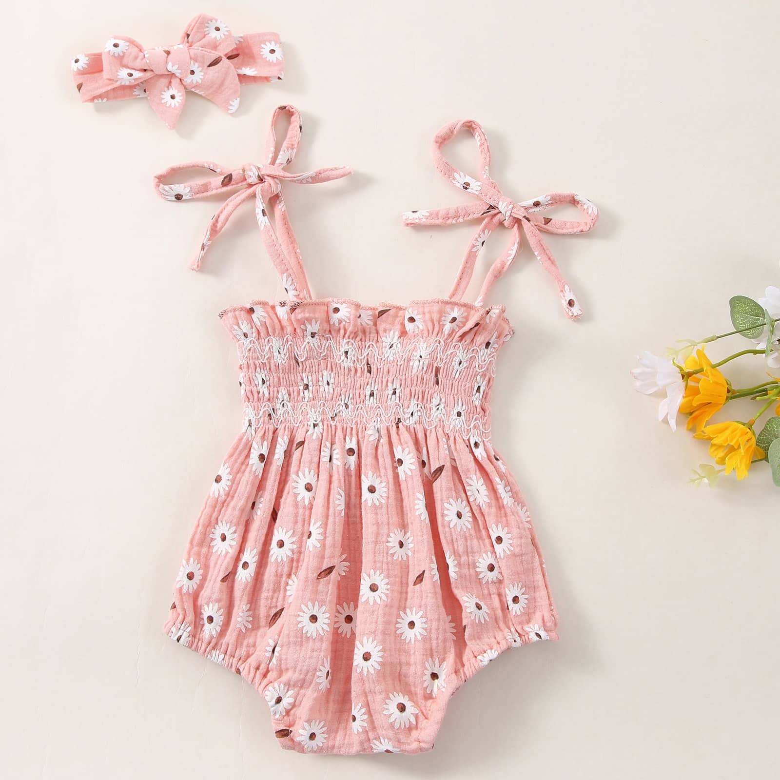 Newborn Bow Flower Print Short Sleeved Kazakhstan Baby Gi…